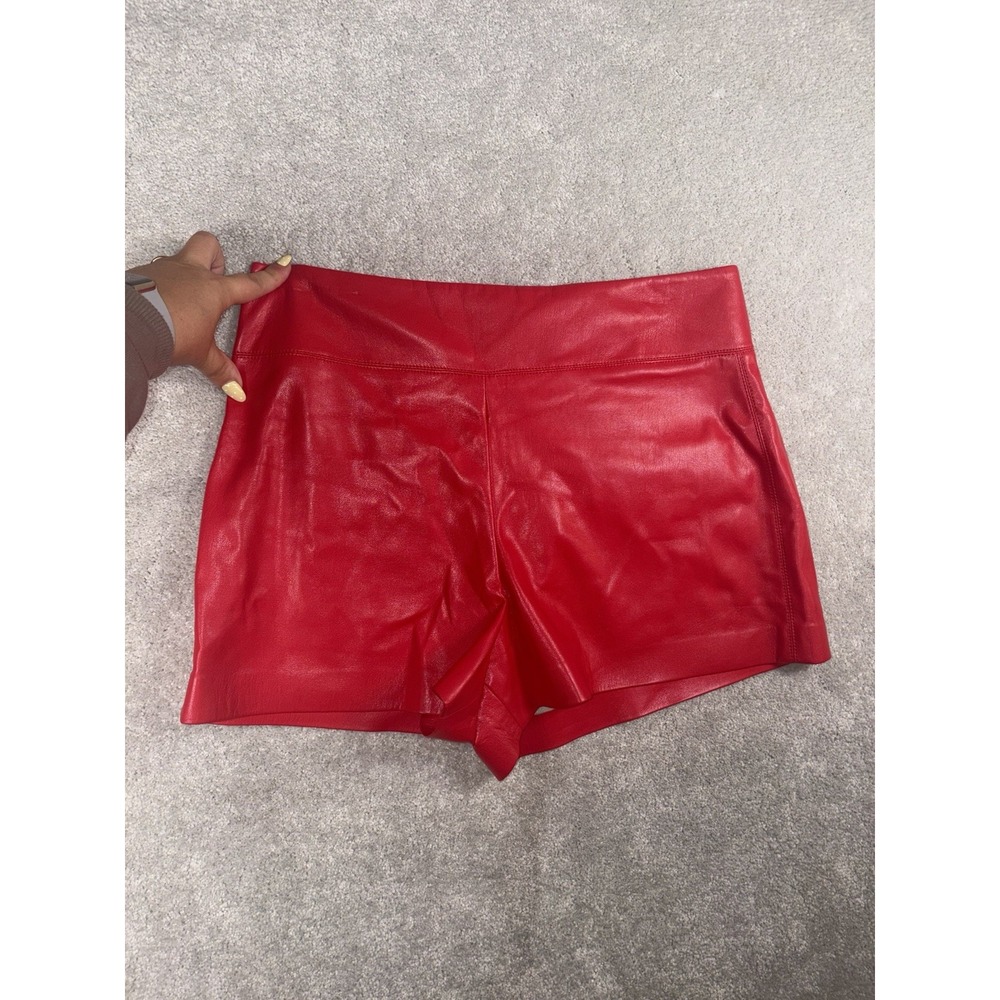 Alice + Olivia Red Vegan Leather Shorts Red SIZE 10